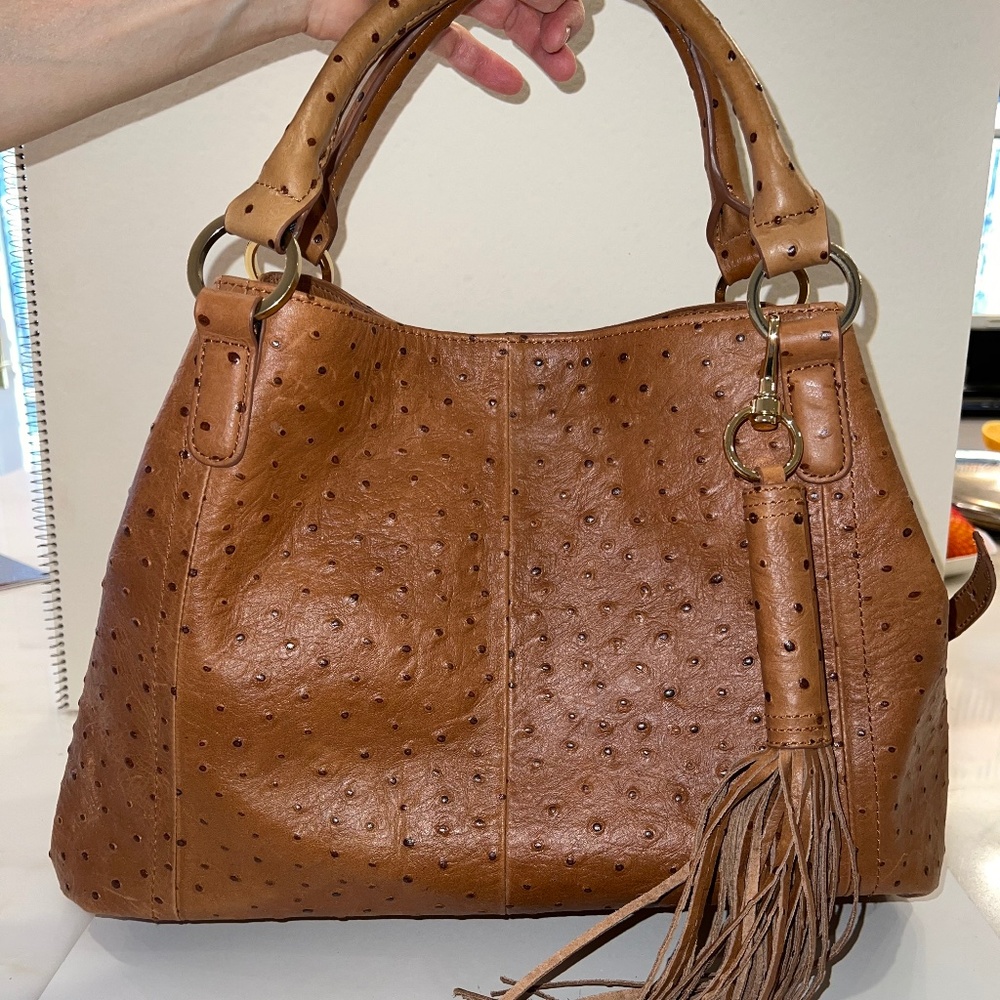 Brand New G.I.L.I. Roma 2 Natural Ostrich Tote